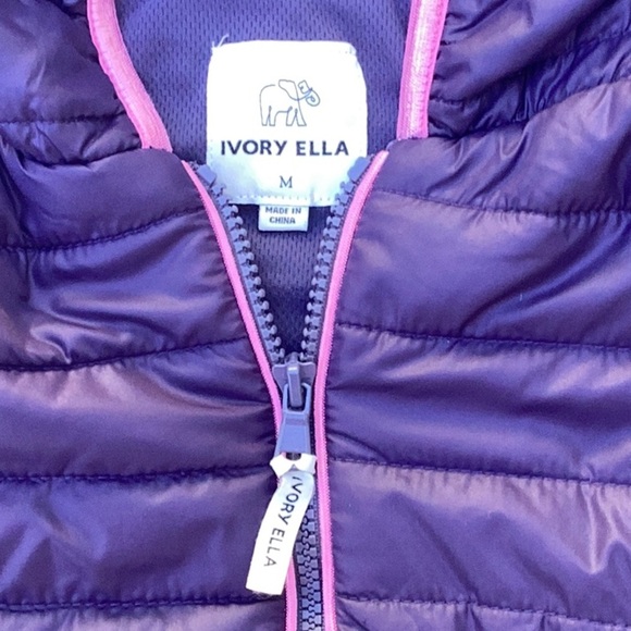 IVORY ELLA FLEECE PUFFER JACKET COAT HOODIE MEDIUM 3/4 ZIP - Picture 3 of 6